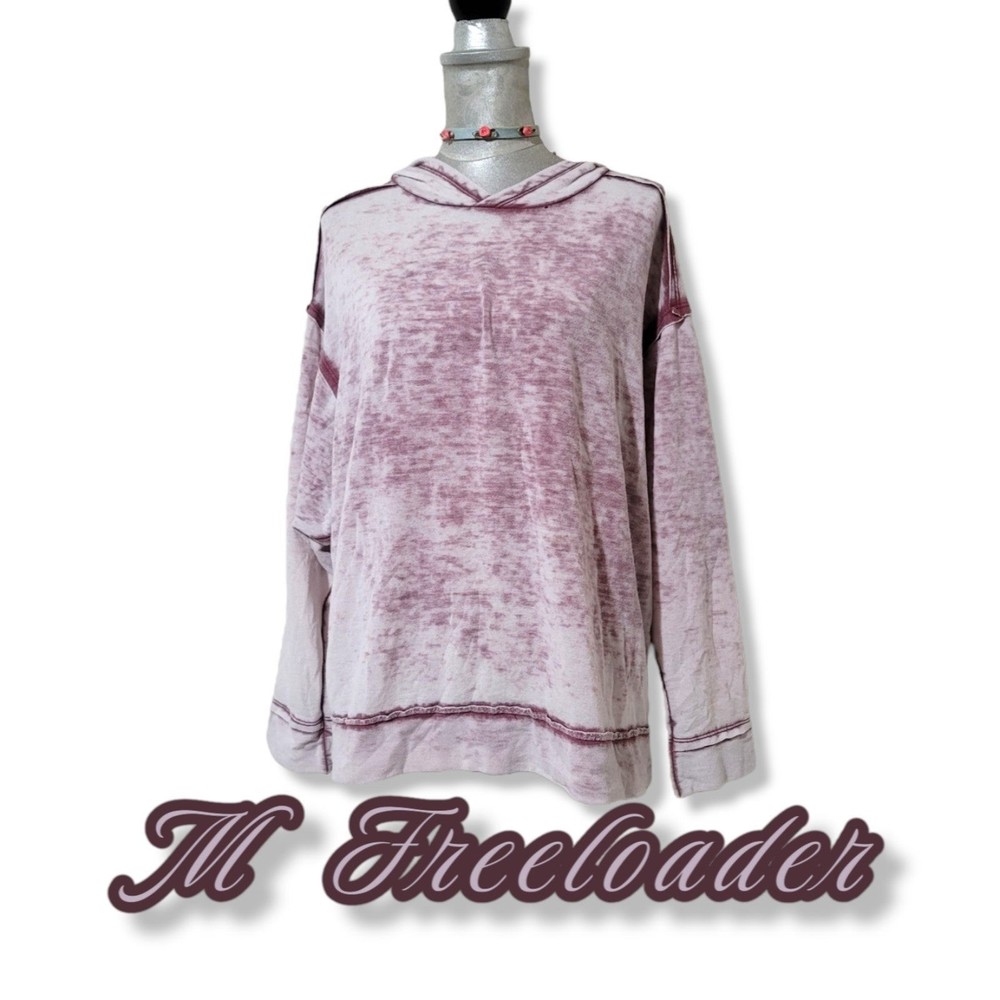 Freeloader Pullover Hoodie Mineral wash oversized pink purple Medium